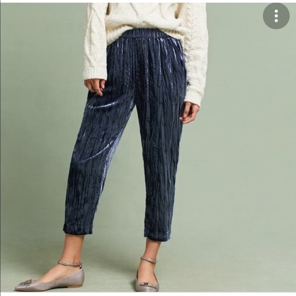 Anthropologie Textured Velvet Jogger Pants Lg - Picture 2 of 12
